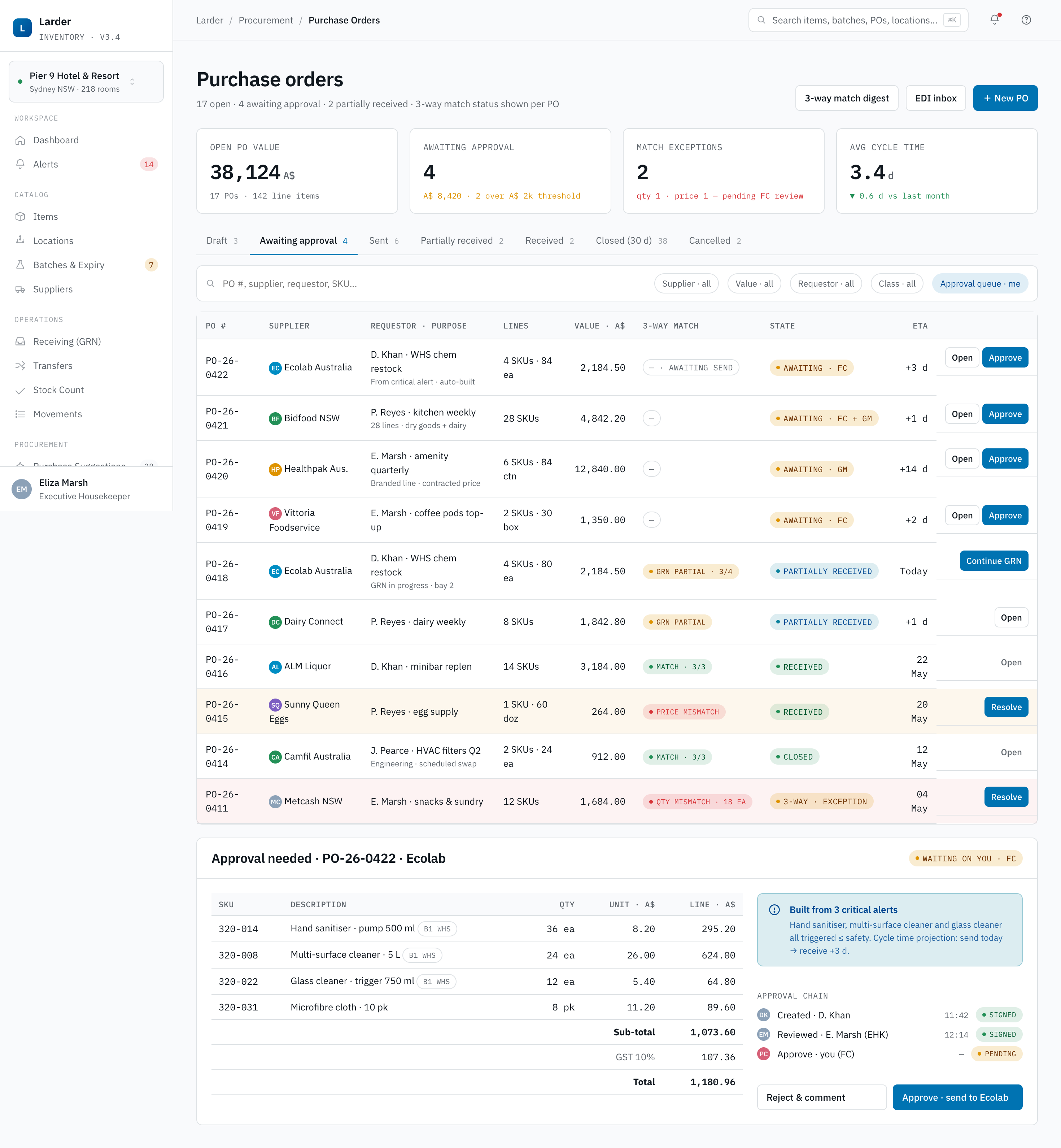 Purchase Orders — screenshot